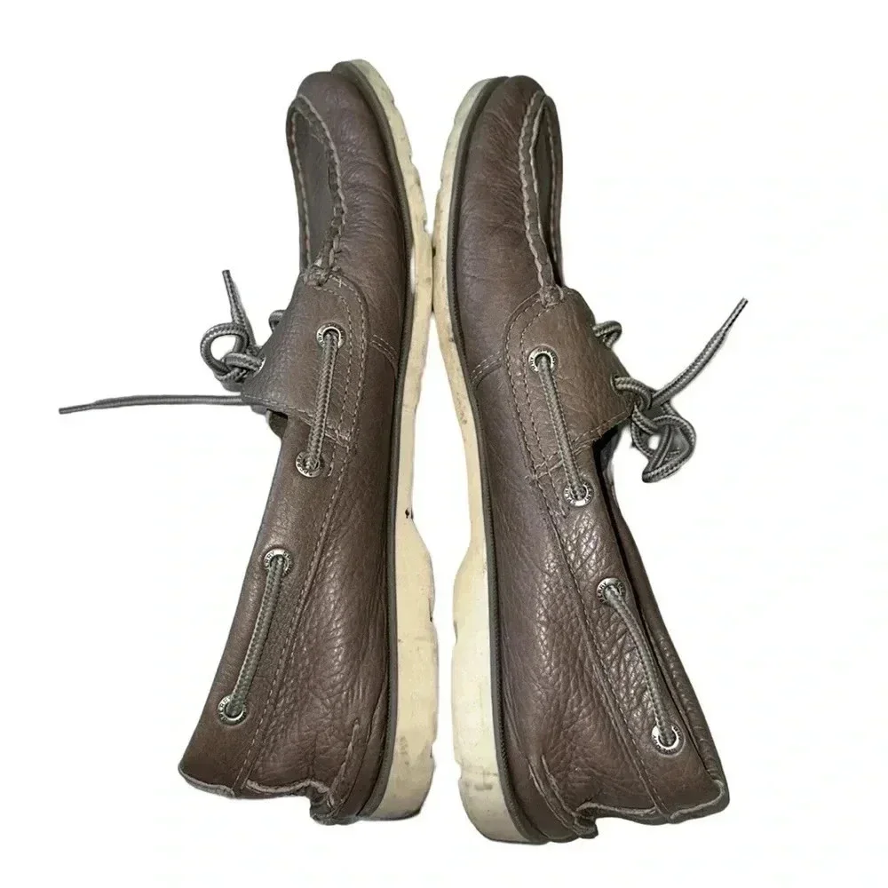 Sperry Gray Leather Boat Shoes Size 10